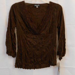 bigagcda Womens Medium Brown Career Blouse Lacy